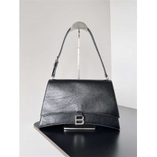 Balenciaga New Crush Medium 31cm. Size: 31cm x 21cm x 11cm, wrinkled cowhide, black with silver hardware 2025 new 