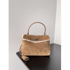 Balenciaga Suede Fluffy Rodeo Milk Tea Beige Suede Mini 22cm 2025 new 
