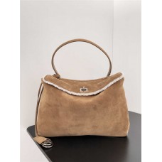 Balenciaga Suede Fluffy Rodeo Milk Tea Beige Suede Medium 35cm 2025 new 