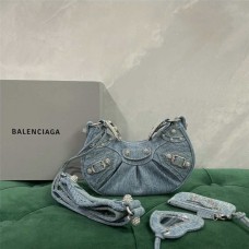 Balenciaga Popular Denim Rivet Underarm Bag Small 26cm 2025 new 