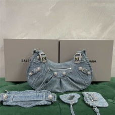 Balenciaga Popular Denim Rivet Underarm Bag Large 33cm with rivet studs 2025 new 