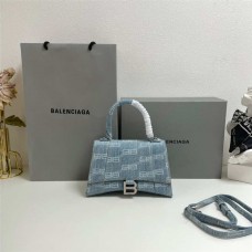 Balenciaga Hourglass Denim Blue Bag, S size: 23cm x 14cm x 10cm 2025 new 