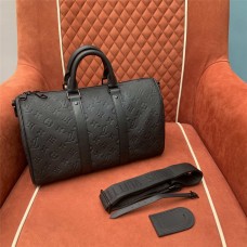 Louis Vuitton M22765  Keepall 35 Black Leather Embossing  2025 new 