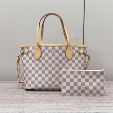 Louis Vuitton N40605  Checkered neverfull White   Khaki Lining-Small  Size: 21x12x29cm 2025 new 