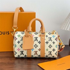 Louis Vuitton M25848 Keepall Bandouliere 25 White    Size 25x15x11cm 2025 new 