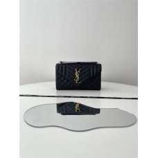 YSL Yves Saint Laurent  Envelope_Small black   Gold hardware   Envelope     Style: 600195 Size: 21x13x6cm 2025 new 