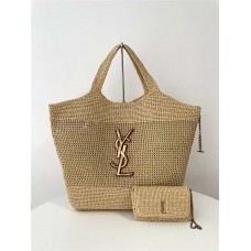 YSL Yves Saint Laurent 375 ICARE  Raffia  Woven    Size: 37-55x43x5cm.  2025 new 