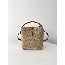 YSL Yves Saint Laurent  LE 37 Weaving  Raffia bucket    Style: 773991  Size: 20x25x16cm. 2025 new 