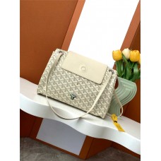 Goyard  The Anjou GM Size：34 cm x 20 cm x 40 cm Chevroches Calfskin & Goyardine Canvas  2025 new 