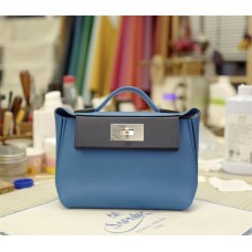 Hermes  Mini 2424 | Bleu France in combination with Bleu Saphir | Evercolor  Leather | Silver Hardware 2025 new 