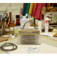 Hermes  Mini Kelly Ii | Snow Lizard | Silver Hardware 2025 new 