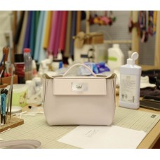 Hermes  Mini 2424 | 09Rose Lilas Inside  in combination with Milk | Evercolor  Leather | Silver Hardware 2025 new 
