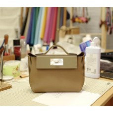 Hermes  Mini 2424 | D0Weimaraner in combination with C18 Etoupe | Evercolor  Leather | Silver Hardware 2025 new 