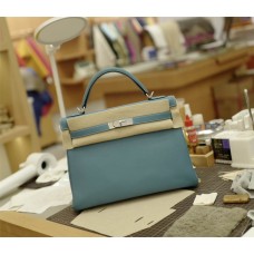 Hermes Kelly 32 | D2New Bleu Jean | Swift  Leather | Silver Hardware 2025 new 