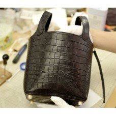 Hermes Picotin18 | 89Black | Matte Alligator | Gold Hardware 2025 new 