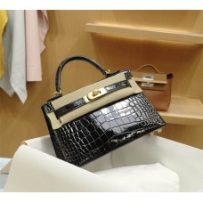 Hermes Mini Kelly Ii | 89Black | Shiny Alligator | Gold Hardware 2025 new 