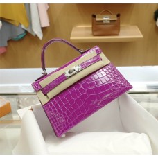 Hermes Mini Kelly Ii | J5Anemone | Shiny Alligator | Silver Hardware 2025 new 