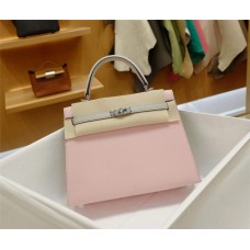 Hermes Kelly 25 | 3Qrose Sakura in combination with 80Gris Perle | Chèvre  Goat | Silver Hardware 2025 new 