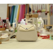Hermes Mini Lindy | 8Lglacier White | Tc Leather | Silver Hardware 2025 new 