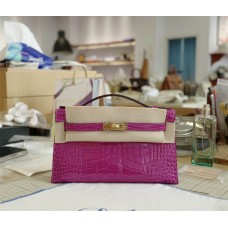 Hermes  Mini Kelly Pochette | J5Anemone | Shiny Alligator | Gold Hardware 2025 new 