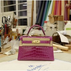 Hermes  Mini Kelly Ii Anemone | Shiny Alligator | Gold Hardware 2025 new 