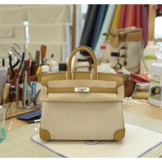 Hermes Birkin 25 | 4Bbiscuit | Canvasandswift  Leather | Silver Hardware 2025 new 