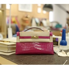 Hermes Kelly Pochette | J5Anemone | Lisse Alligator （Shiny Alligator） | Gold Hardware 2025 new 