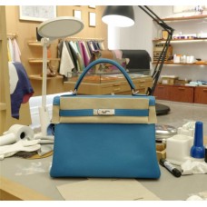 Hermes Kelly32 | B3Blue Tanzania | Evercolor  Leather | Silver Hardware 2025 new 