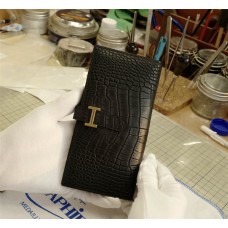 Hermes Bearn  Long  Wallet | Blackmatte Alligator | Gold Hardware 2025 new 