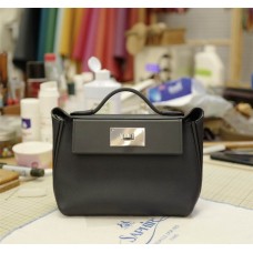 Hermes Mini 2424 | 2Zmidnight Blue | Ever Color  Leather | Silver Hardware 2025 new 