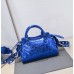 Balenciaga Cagole XS Small 26 Blue Motorcycle Lambskin Silver Hardware 26x11x8cm