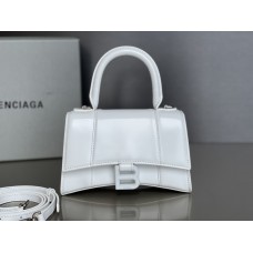 Balenciaga Hourglass XS Small 19 Smooth Calfskin White Silver Hardware 19x8x21cm