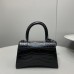 Balenciaga Hourglass XS Small 19 Croc-Embossed Black Black Hardware 19x8x21cm