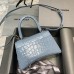 Balenciaga Hourglass Small 23 Croc-Embossed Light Blue Silver Hardware 23x19x24cm