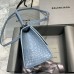 Balenciaga Hourglass Small 23 Croc-Embossed Light Blue Silver Hardware 23x19x24cm