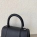 Balenciaga Hourglass Small 23 Grained Calfskin Black Silver Hardware 23x19x24cm