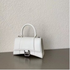 Balenciaga Hourglass XS Small 19 Grained Calfskin White Silver Hardware 19x8x21cm