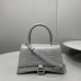 Balenciaga Hourglass Small 23 Croc-Embossed Gray Silver Hardware 23x19x24cm