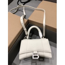 Balenciaga Hourglass XS Small 19 Grained Calfskin White Silver Hardware 19x8x21cm