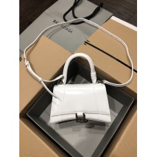 Balenciaga Hourglass Small 23 Grained Calfskin White Silver Hardware 23x19x24cm