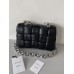 BV  Cassette Chain Padded Cassette Black Silver Buckle Medium 26 Size: 26x18x6cm Full Leather