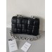 BOTTEGA VENETA Cassette Chain Padded Cassette Black Silver Buckle Medium 26 Size: 26x18x6cm Full Leather