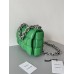 BV  Cassette Chain Padded Cassette Green Silver Buckle Medium 26 Size: 26x18x6cm Full Leather