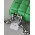 BV  Cassette Chain Padded Cassette Green Silver Buckle Medium 26 Size: 26x18x6cm Full Leather