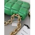 BOTTEGA VENETA Cassette Chain Padded Cassette Green Gold Buckle Medium 26 Size: 26x18x6cm Full Leather