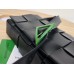 BV  Cassette 23 Medium Black Green Clasp 23x15x5cm Full Leather