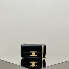 Celine Triomphe Gold Clasp Black Full Leather Chain Underarm Bag Hardware Model: 197993 Size: 20.5x10.5x4cm