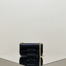 Celine Triomphe Canvas Chain Underarm Bag Embossed Black Gold Hardware Model: 197943 Size: 20.5x10.5x4cm