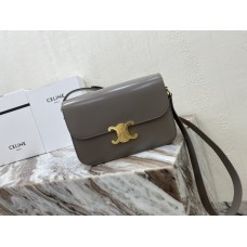 Celine Triomphe Canvas Teen Box Medium 22.5 Grey Full Leather Size: 22.5x16.5x5cm
