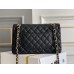 Chanel Classic Flap bag Medium 25 Black with gold hardware, Caviar leather, Hass Factory leather, edge stitching, red interior.